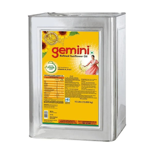 Gemini Sunflower Oil Tin (15 L): 13.650 kg